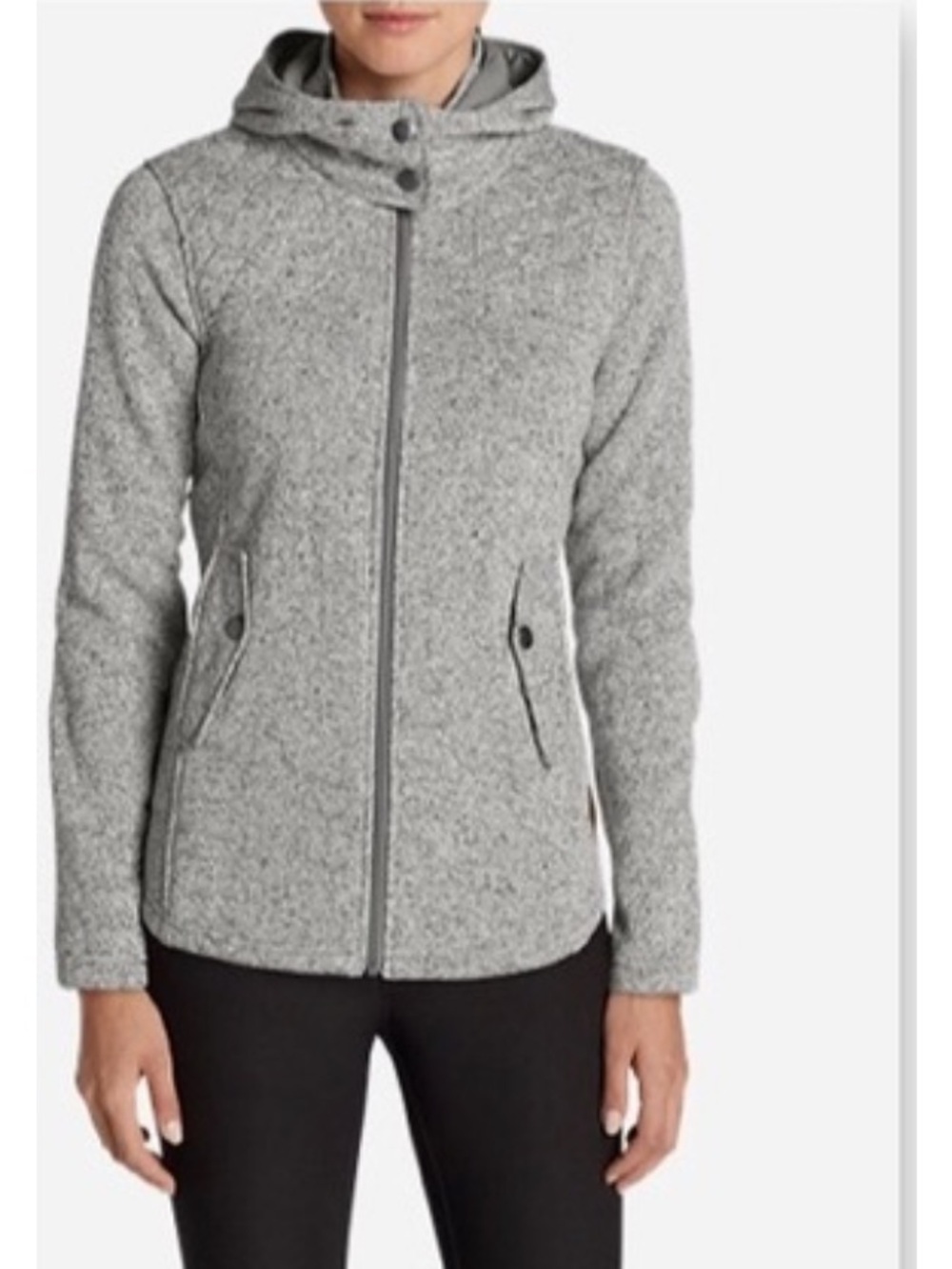 Eddie Bauer Heather Gray Hooded Zip Utility Jacket